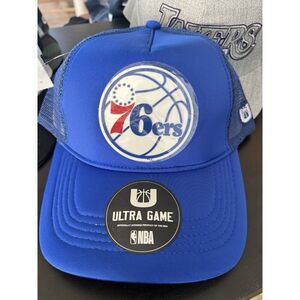 Phill76ers Truckers Hat Blue Adjustable Cap Ultra Game NBA New NBA Philadelphia